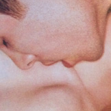 rephotographed found images of people kissing