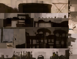 collaged photographs to reconstruct shadows in a room